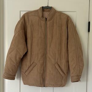 Tan Quilted Puffer Jacket with Insulated Design